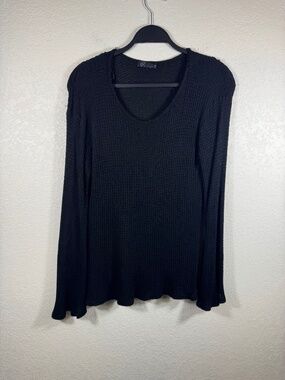 Michelle by Comune Black Waffle Knit Top M